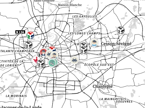 Image exemple de la cartographie sur le secteur de Rennes