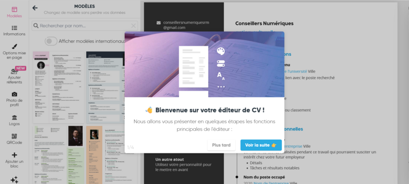 Cr er un CV avec CVdesignr interface2.png