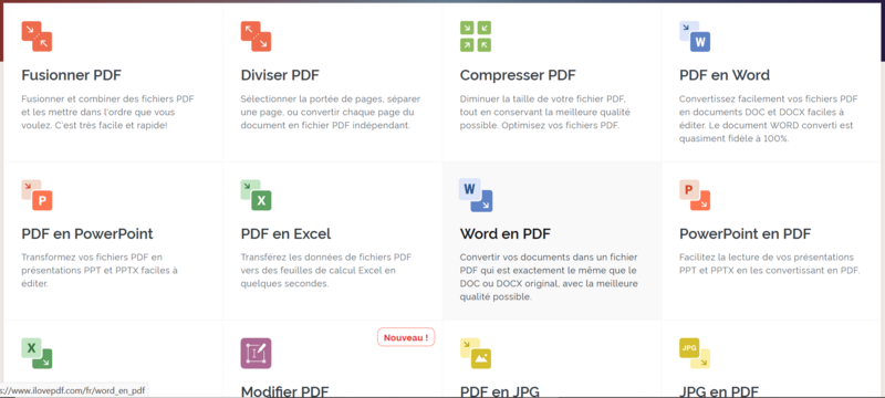 Modifier un fichier PDF en ligne Page Ilovepdf.PNG