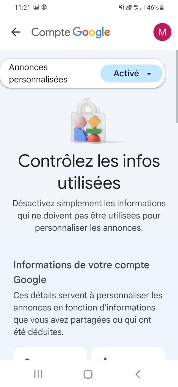 D sactiver les annonces personnalis es de Google - sur smartphone Screenshot 20230705-112123 Google Play services.jpg