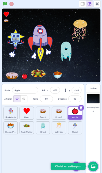 Fichier:Cr er un jeu simple sur Scratch Screenshot 2023-08-31 at 11-46-39 Scratch - Les aventures du Captain Donuts.png