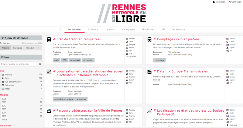 Opendata - Comment et pourquoi se cr er un compte sur Rennes m tropole en acc s libre home-opendatarennes.PNG