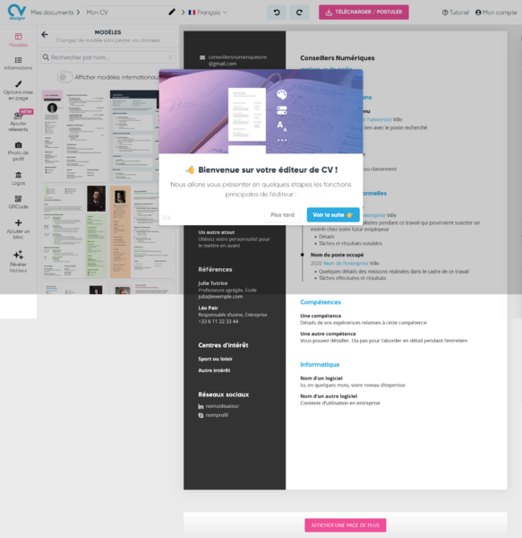 Fichier:Cr er un CV avec CVdesignr interface.png