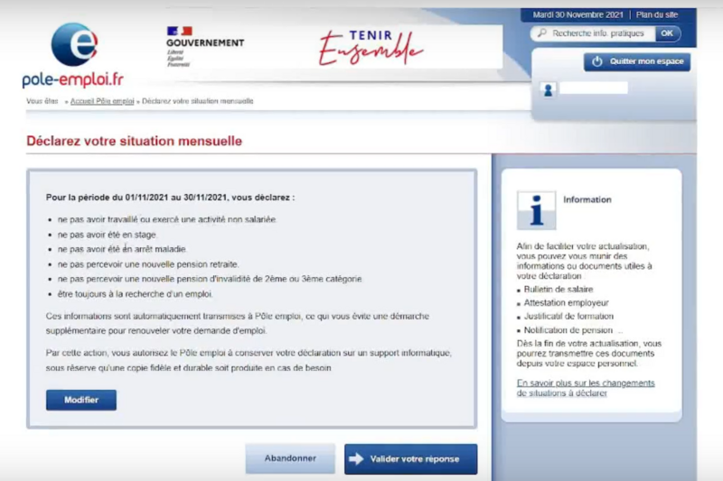 Fichier:Faire son actualisation sur P le Emploi Screenshot 2022-12-21 at 13-31-23 ACTUALISATION MENSUELLE POLE EMPLOI- Comment la faire en ligne.png